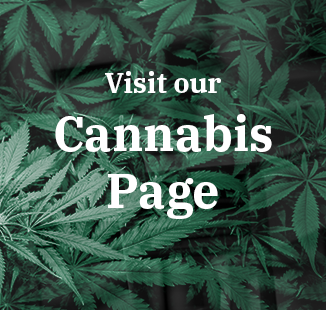 Widget with image of Cannabis leaves directing to Visit Our Cannabis Page