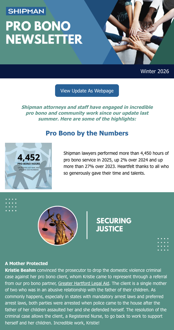 Screenshot Pro Bono Winter 2026 Newsletter