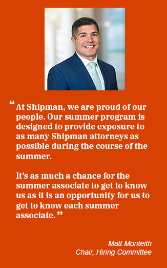Quote by Matt Monteith, chair of Hiring Committee about Shipman's summer program, and photo of Matt