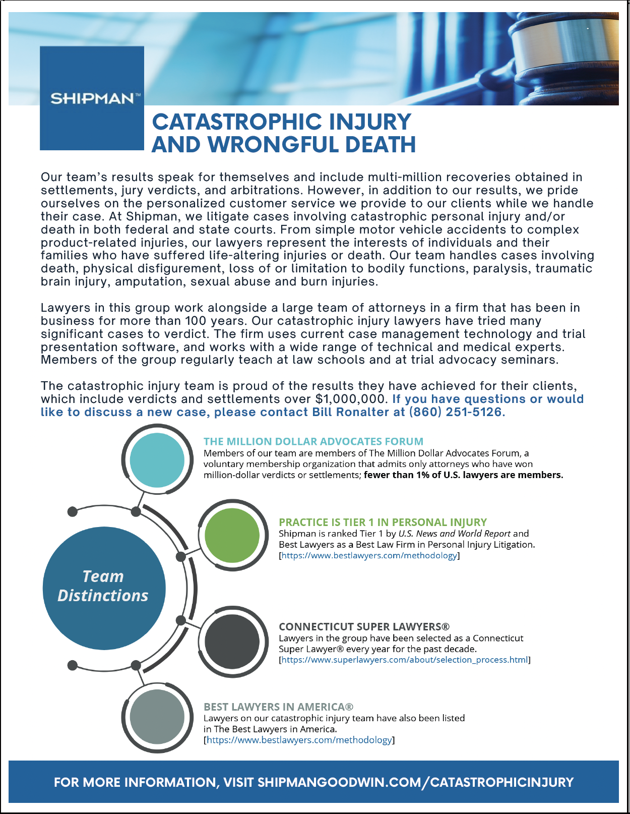 Widget with link to Catastrophic Injury Tear Sheet