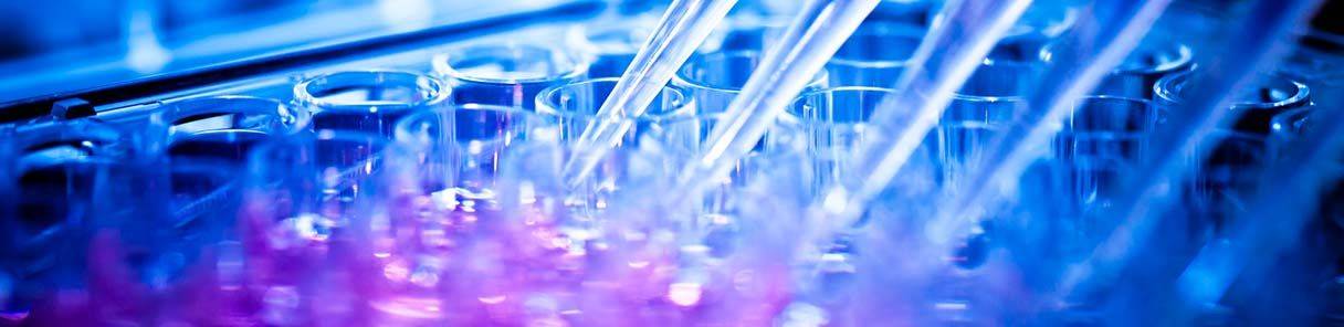 stock image of pharma test tubes in lab